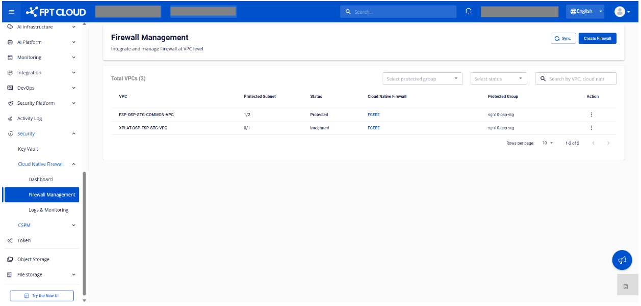 Firewall Management list