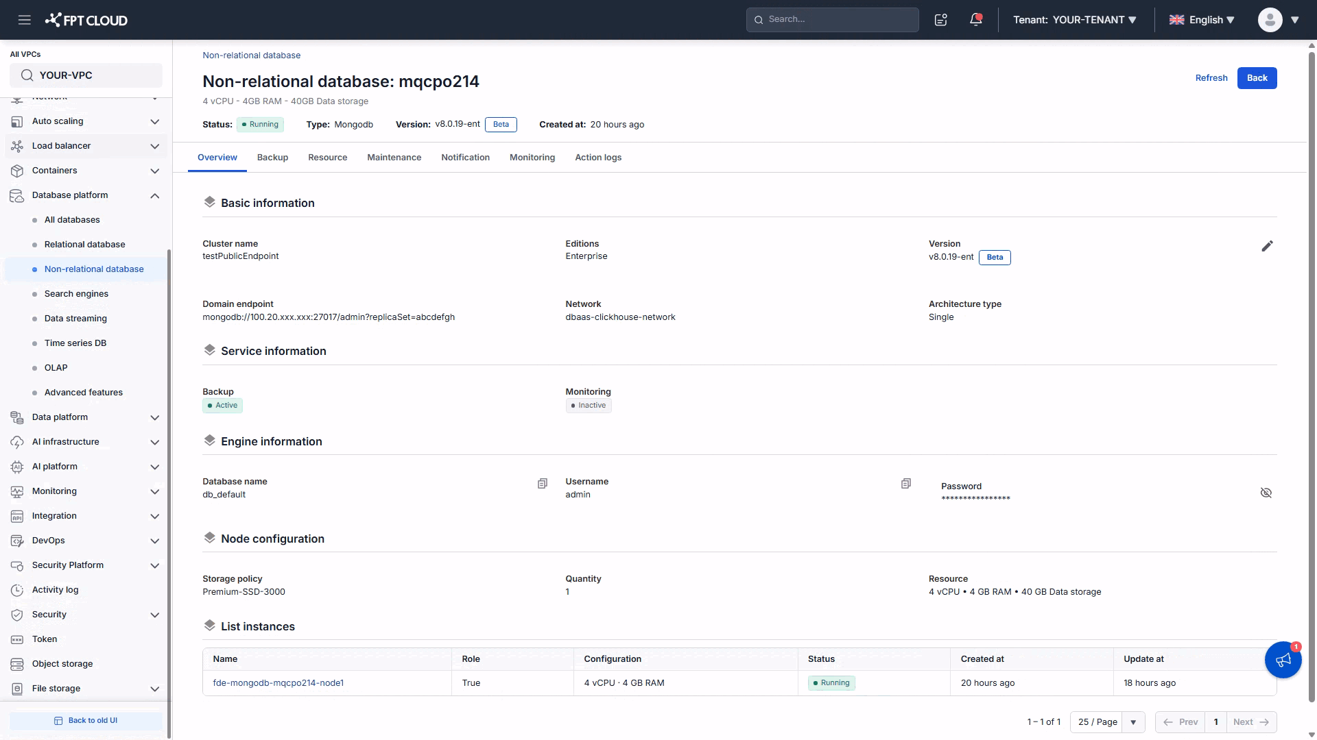 Cluster Overview tab