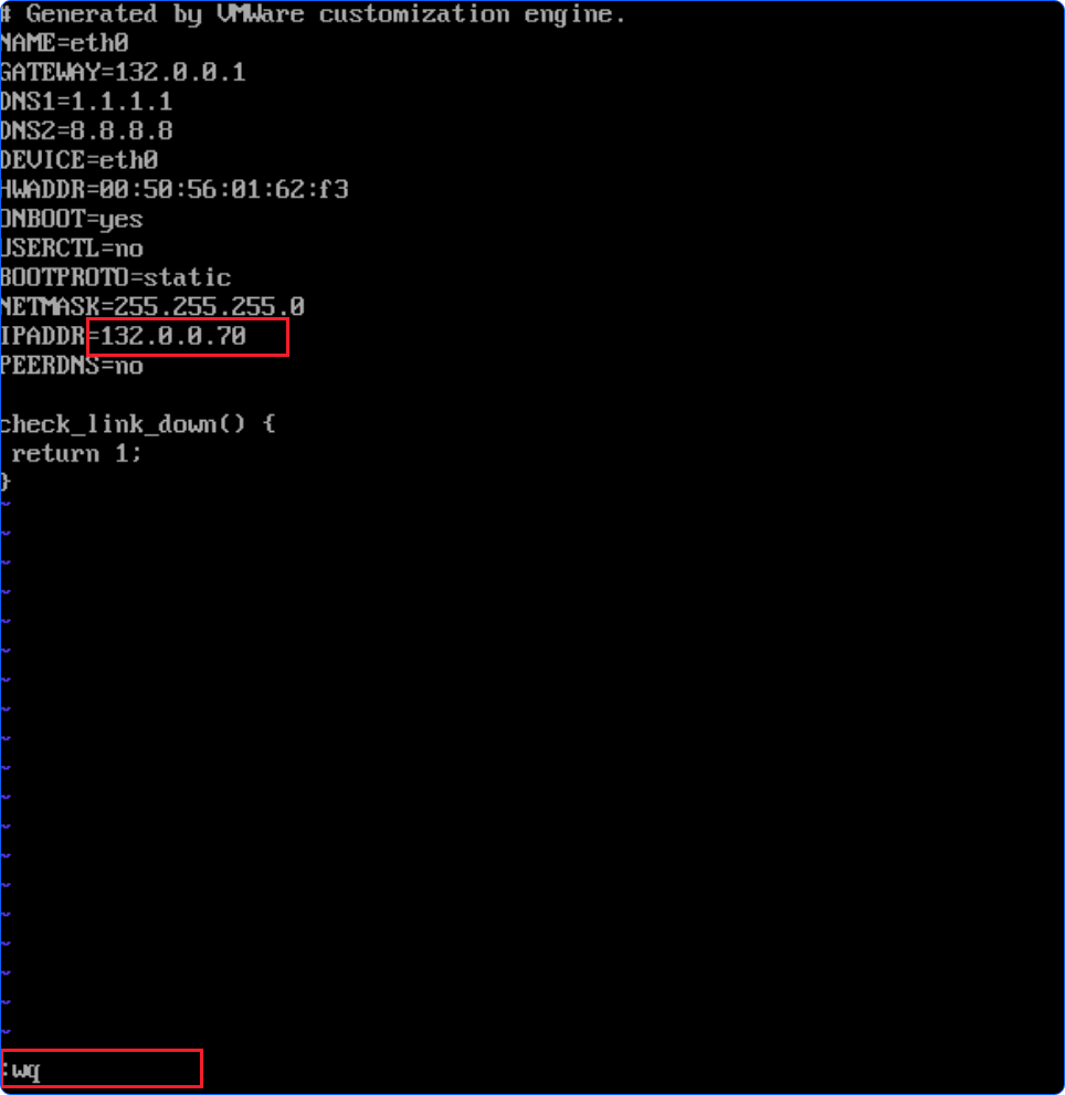 Saving the configuration file with in vi