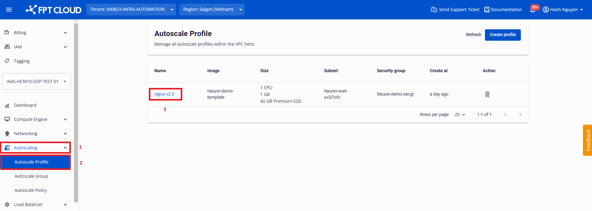click to rename profile