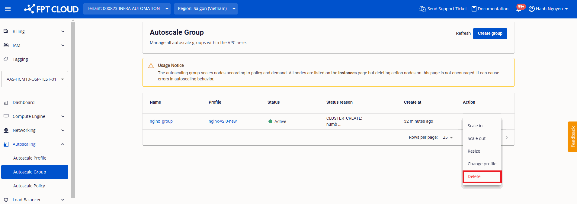 delete group
