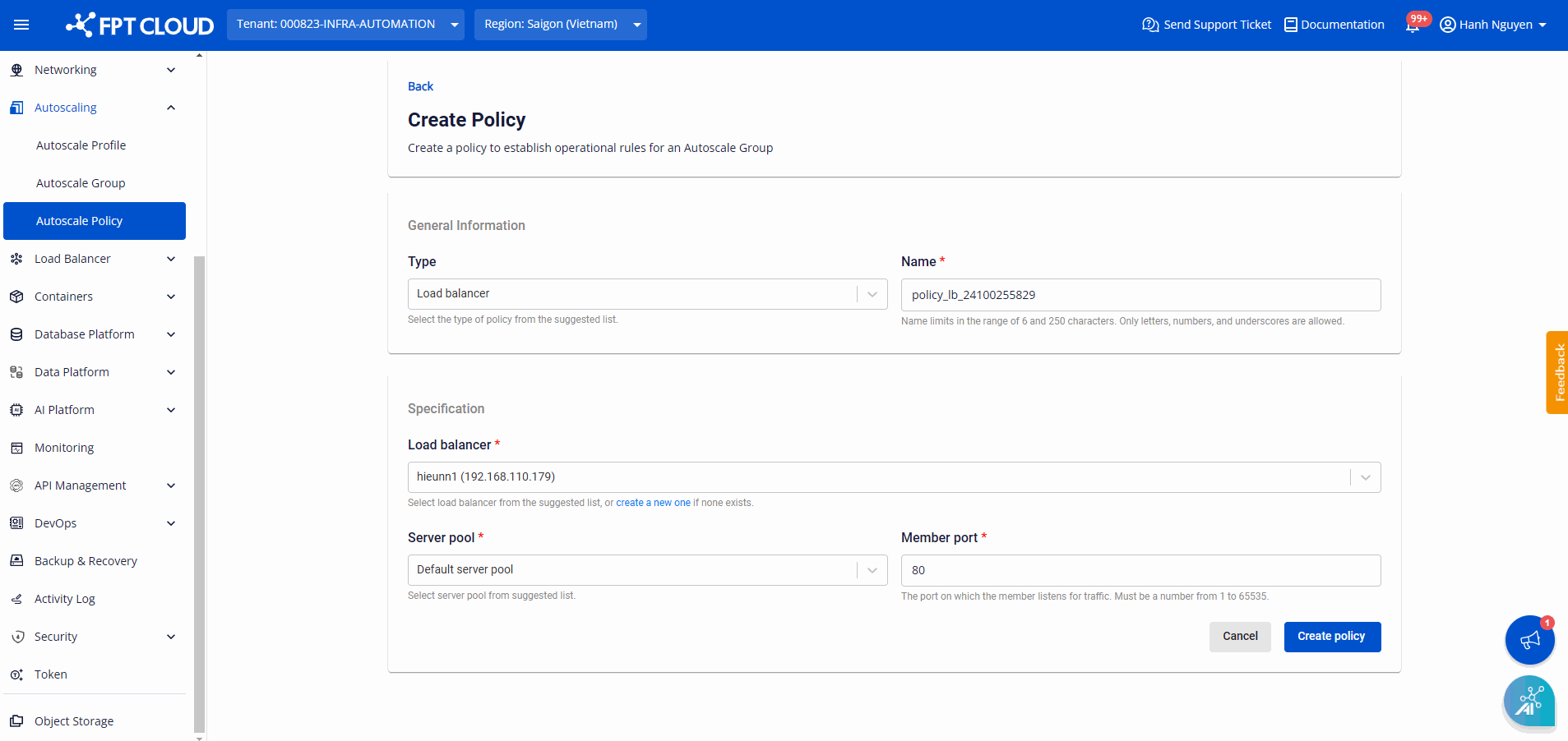 load balancer policy