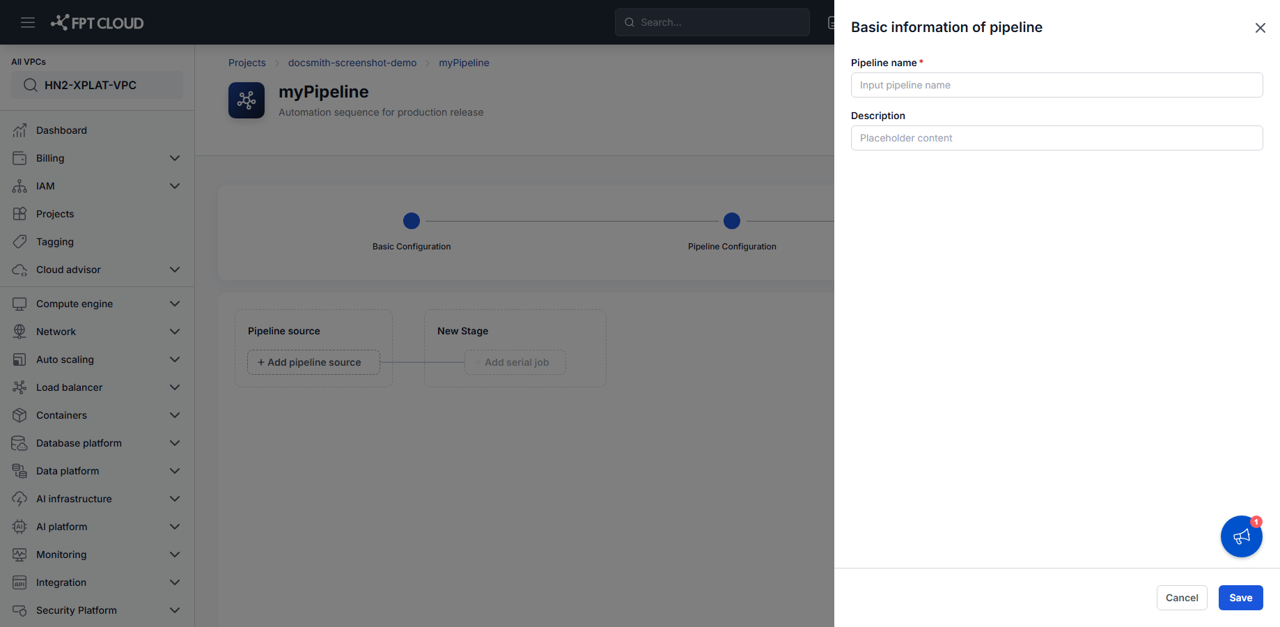 Pipeline basic configuration