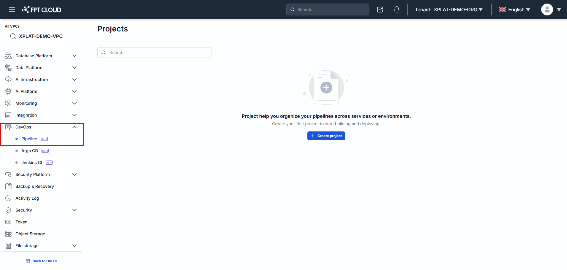 Pipeline navigation menu