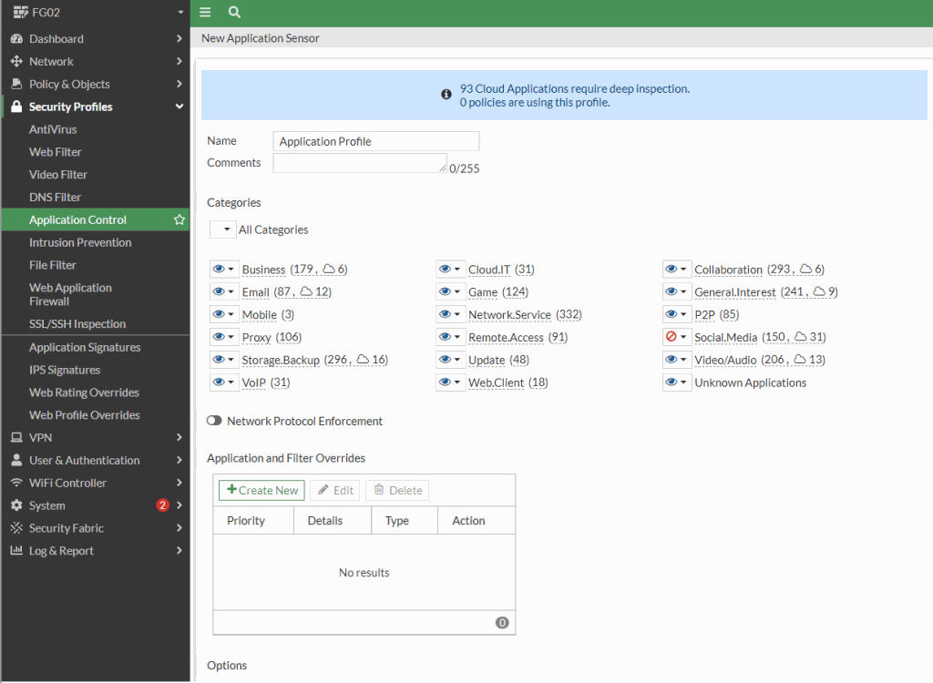 Create Application Control profile