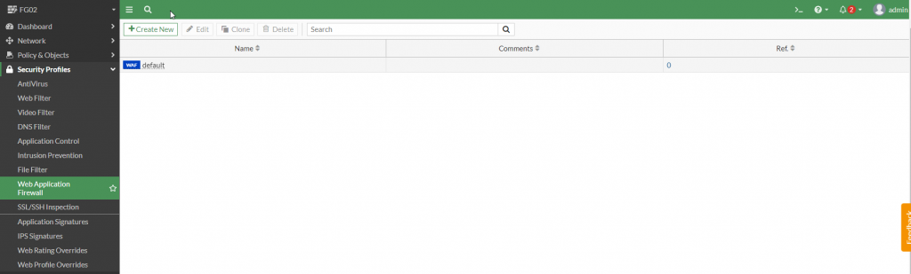 WAF profile list