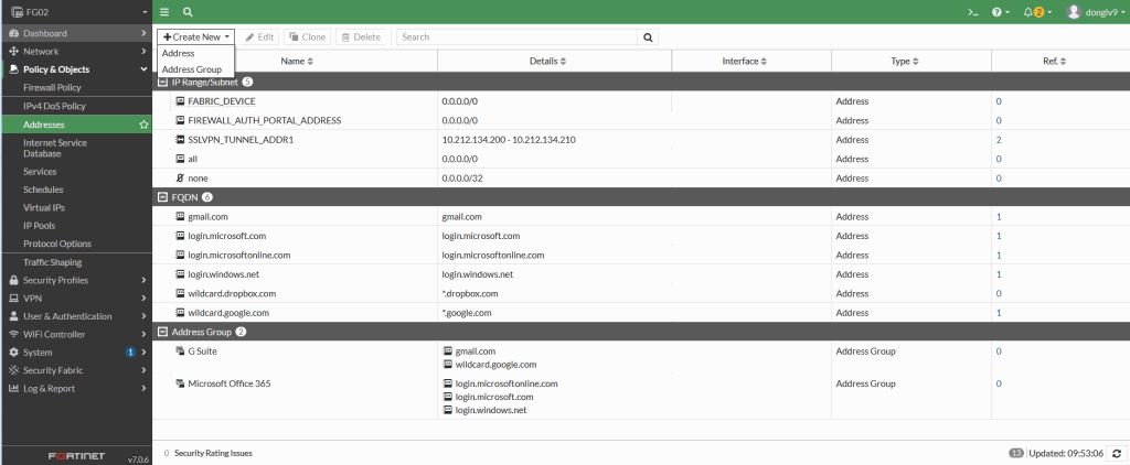 Create Firewall Address
