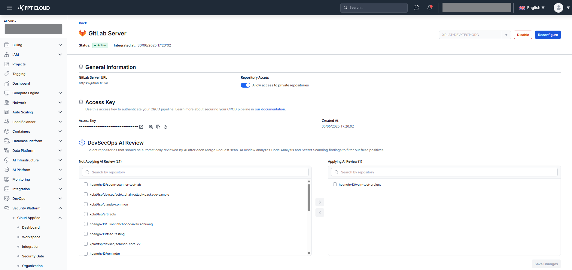 DevSecOps AI Review — Integration View Config