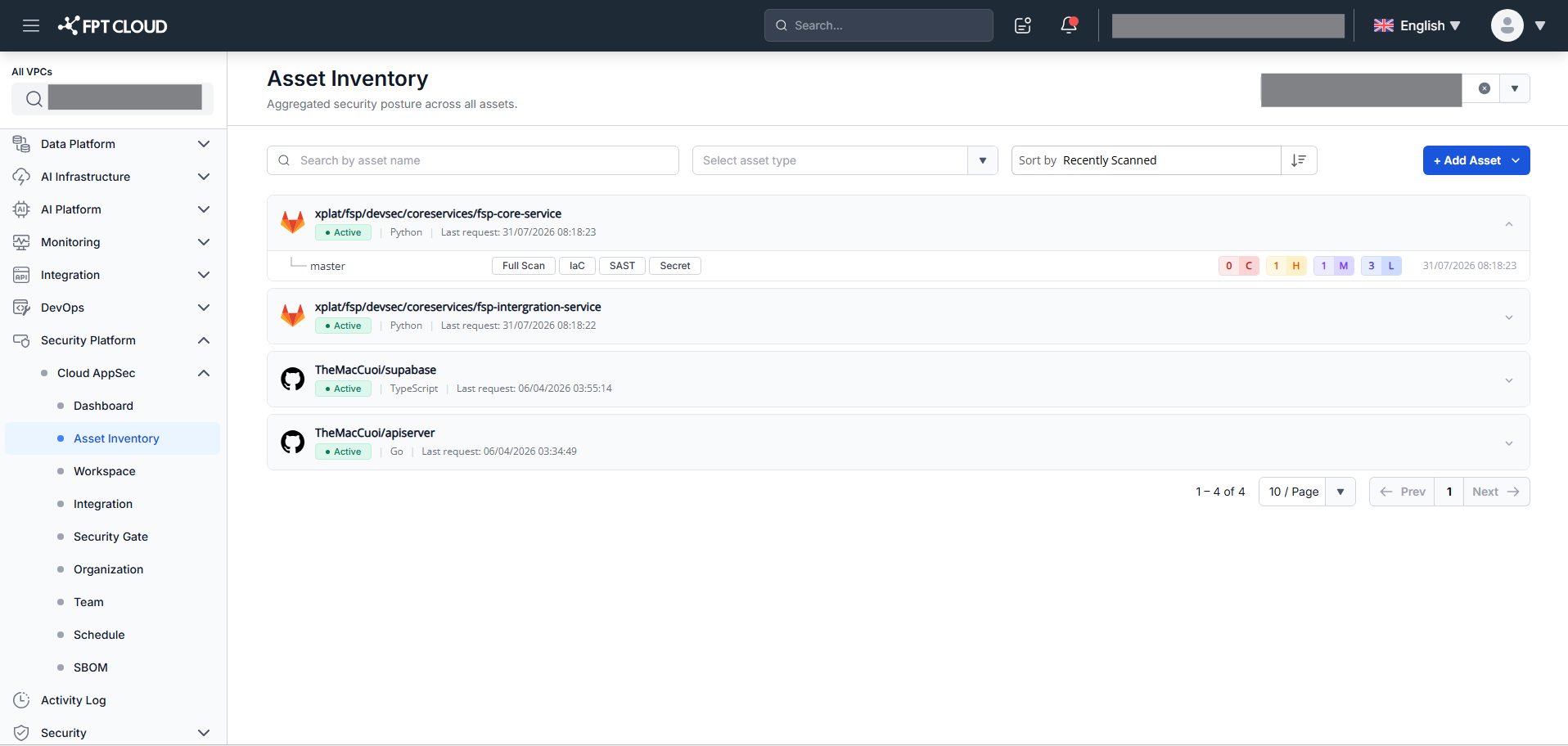 Asset Inventory — cross-workspace overview