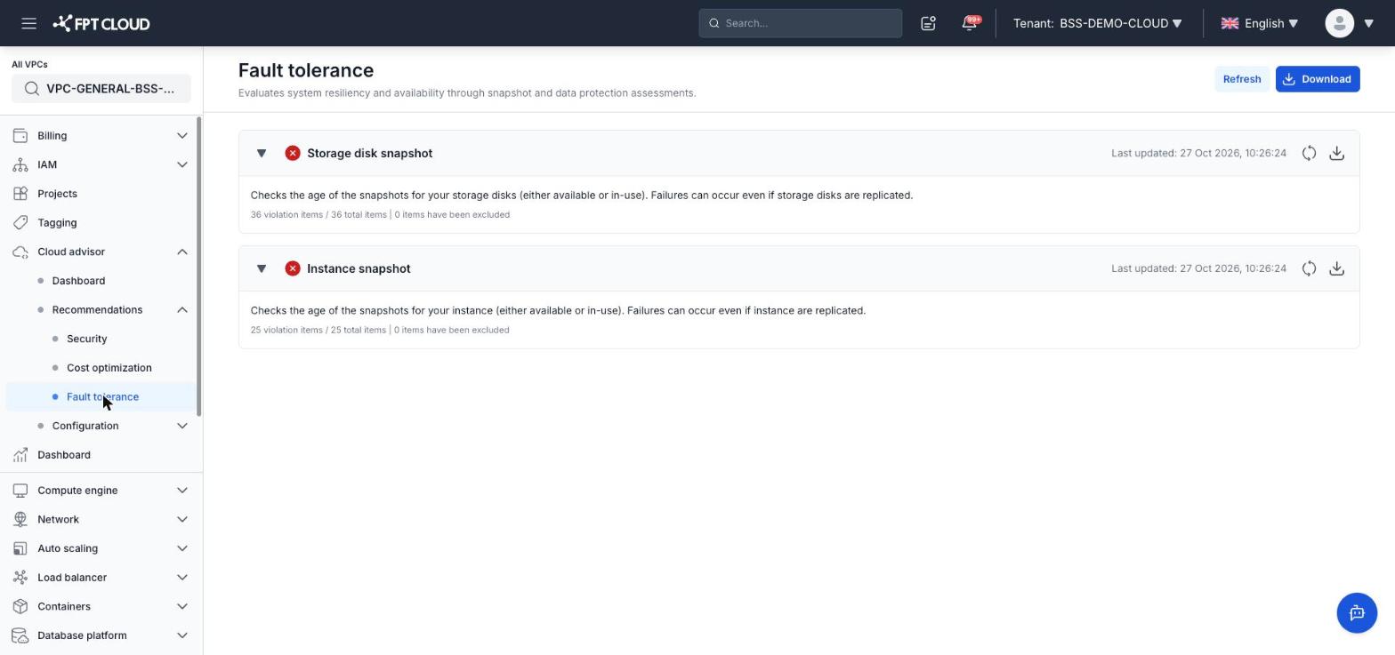 Fault tolerance recommendations page