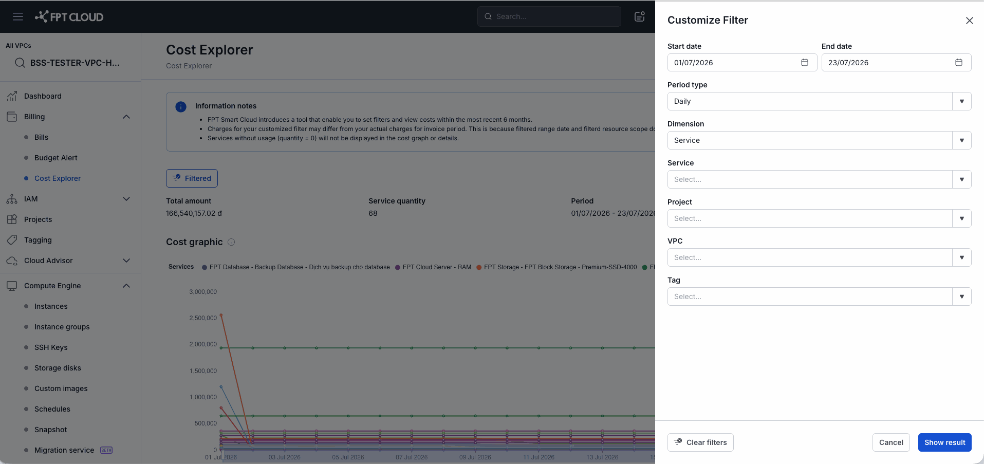 Cost Explorer filter
