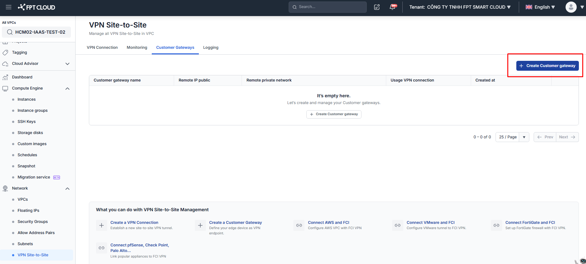 Create Customer Gateway