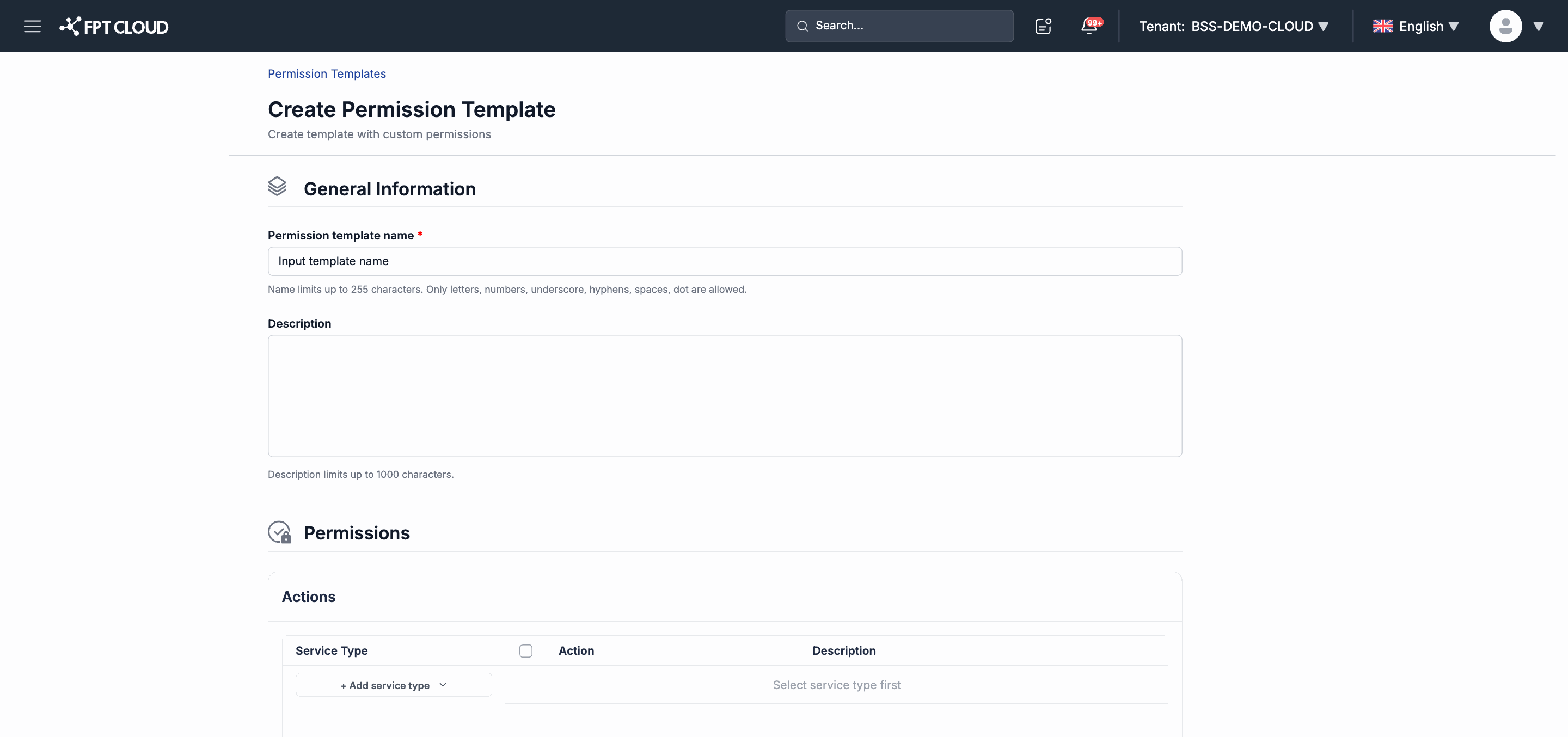 Create Permission Template Form