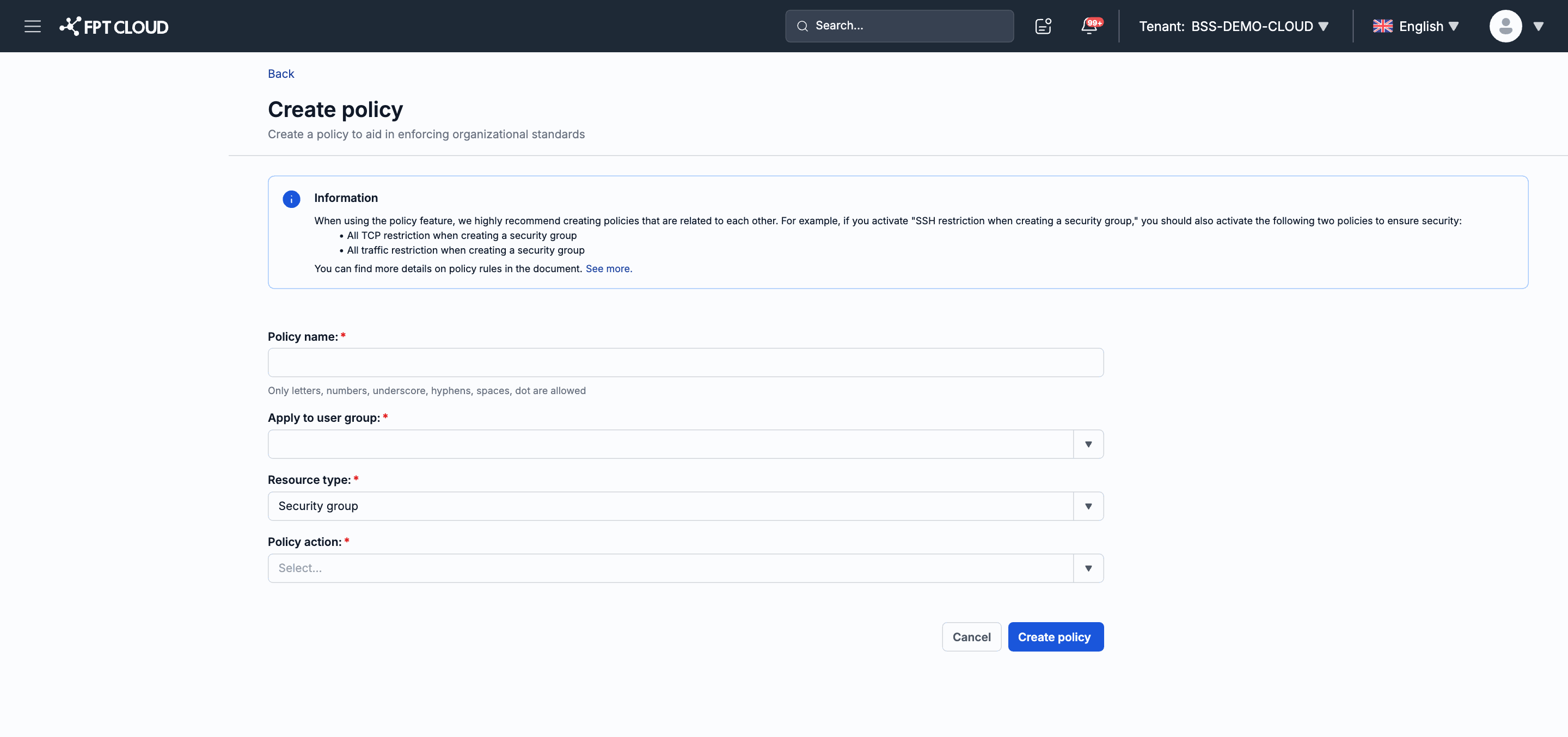 Create Policy Form