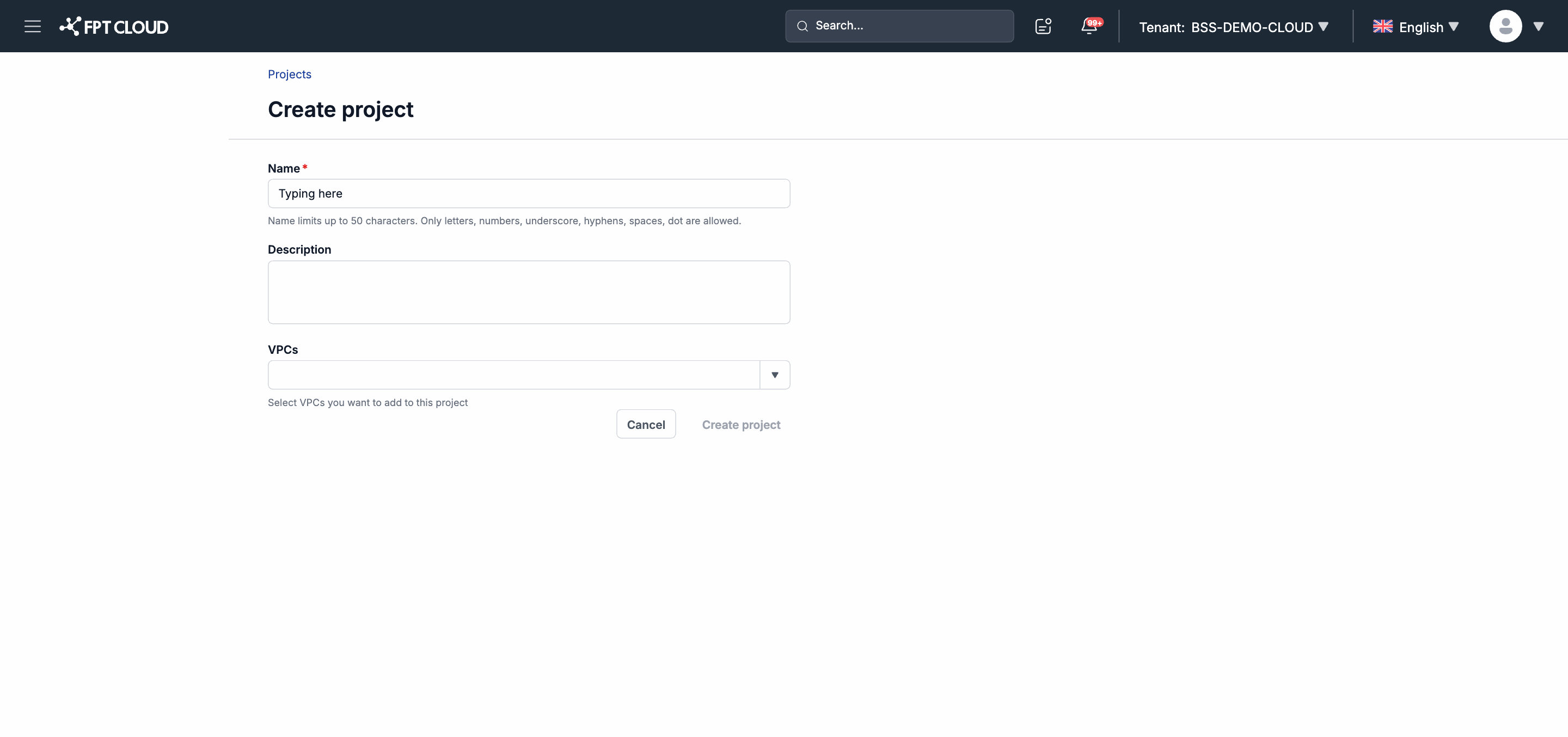 Create Project Form