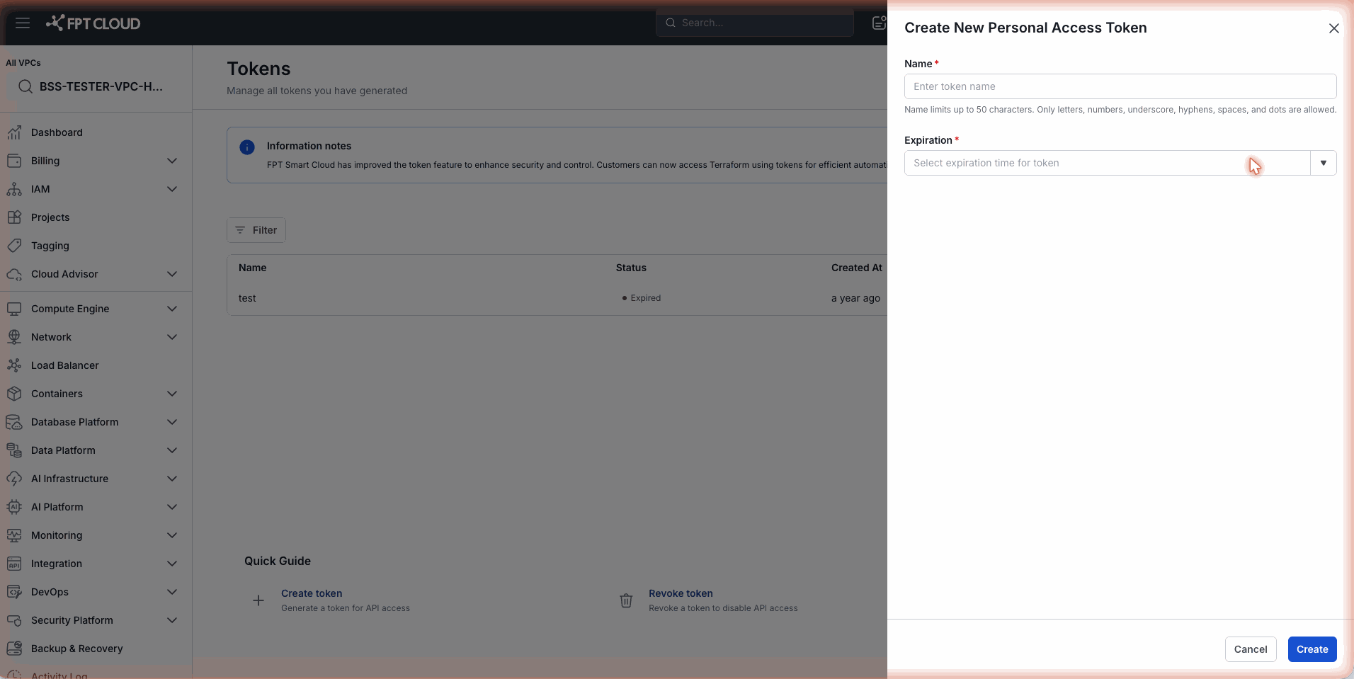 Create Token Form