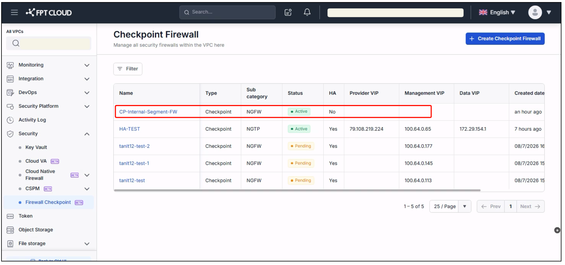 Email confirming the firewall was created successfully