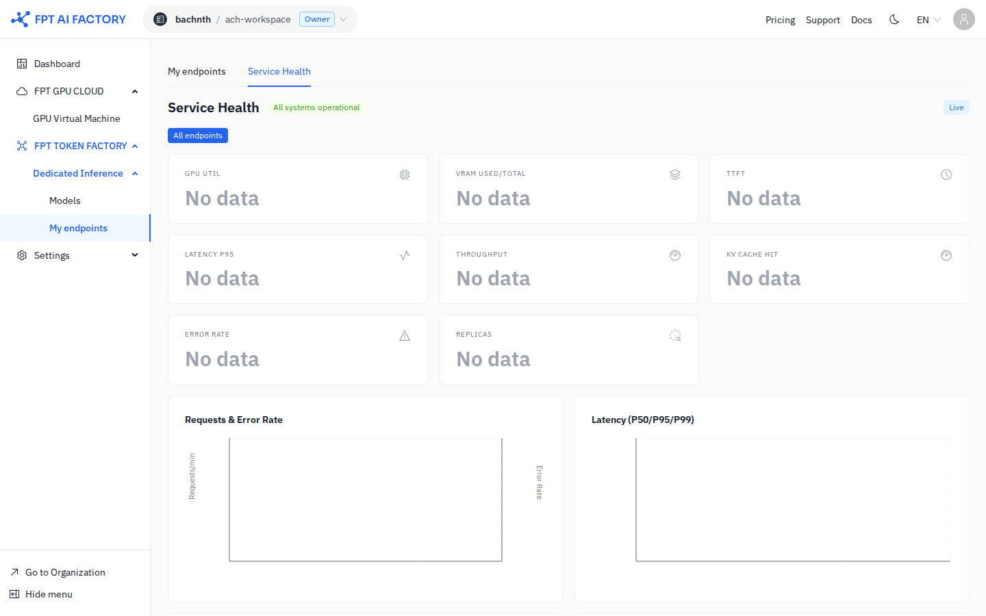 Service Health tab — coming soon placeholder