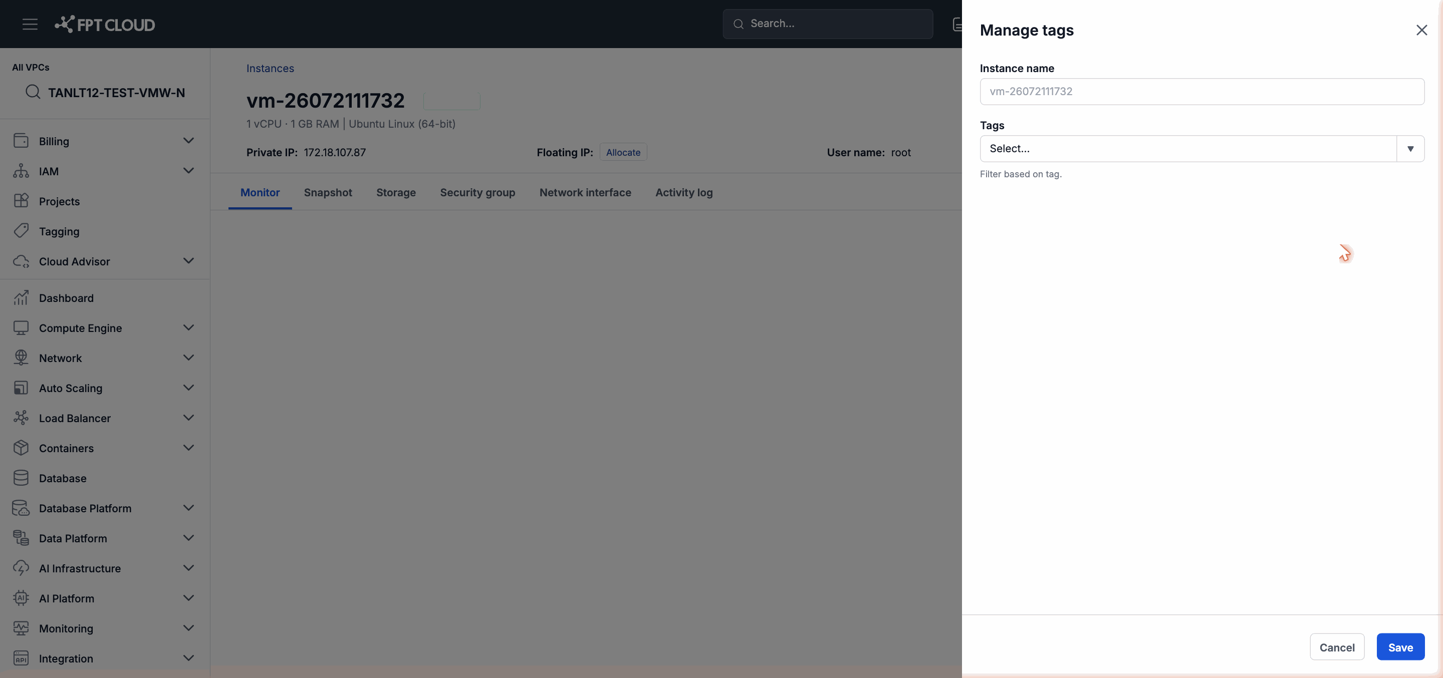 Manage Tags dialog
