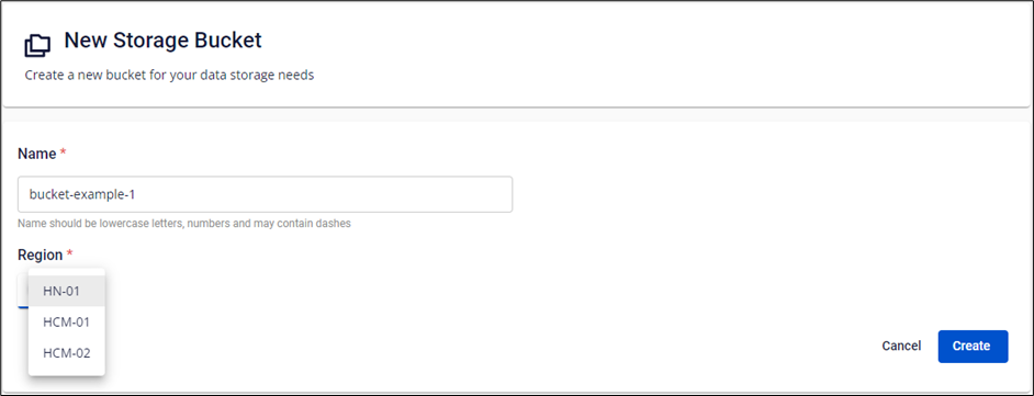 Create bucket interface