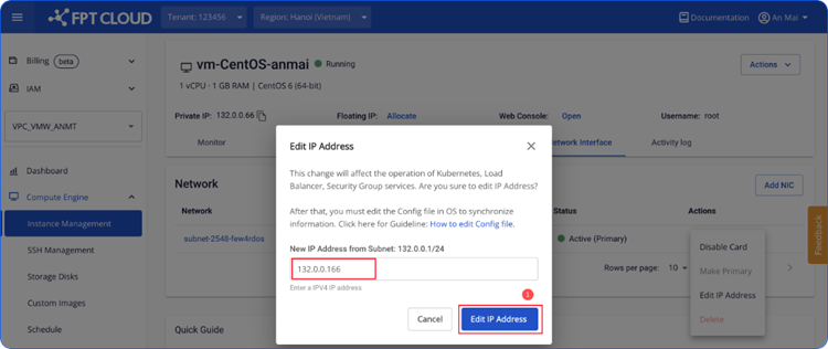 Confirm IP change