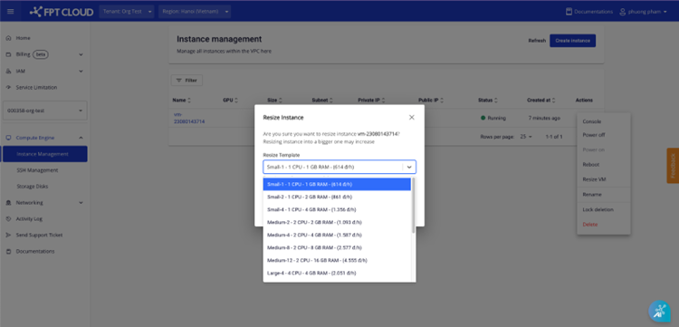 Select new configuration