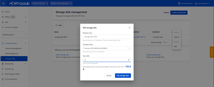 Select new disk configuration