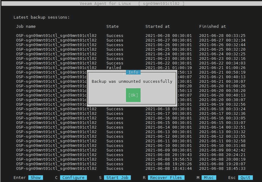 End restore session