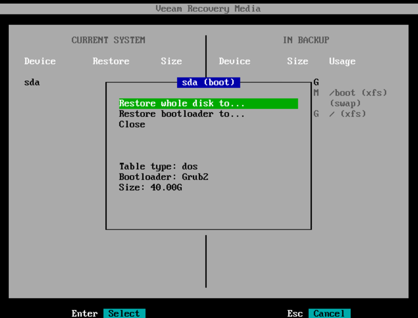 Restore disks