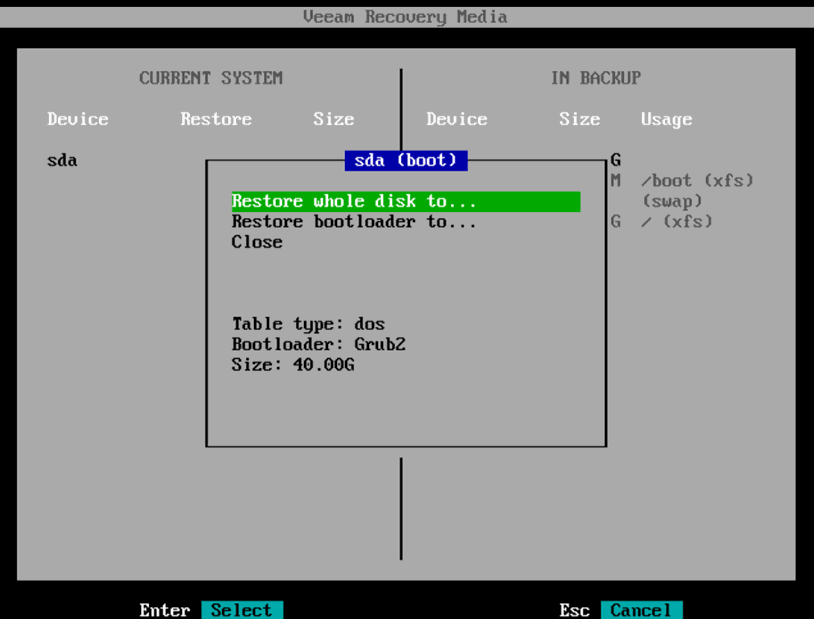 Restore disks