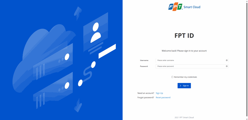 Login page