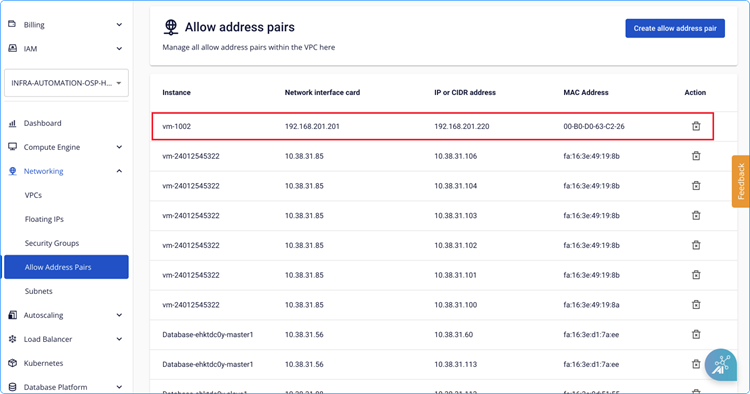 Allow address pair list after creation