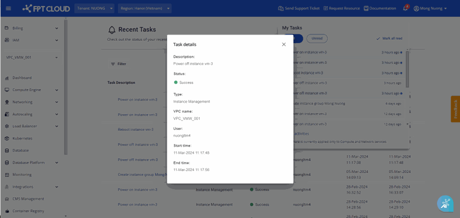 Detailed information page