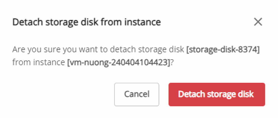 Detach confirmation dialog