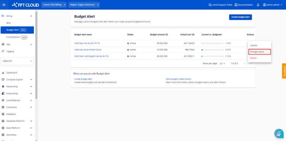 Change Status button