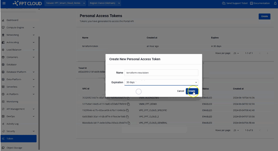 Creating an access token
