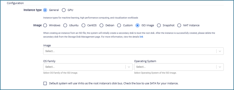 SATA disk bus option when creating a VM from ISO