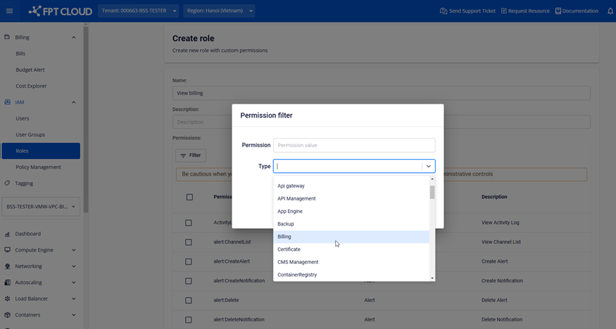 Select billing type