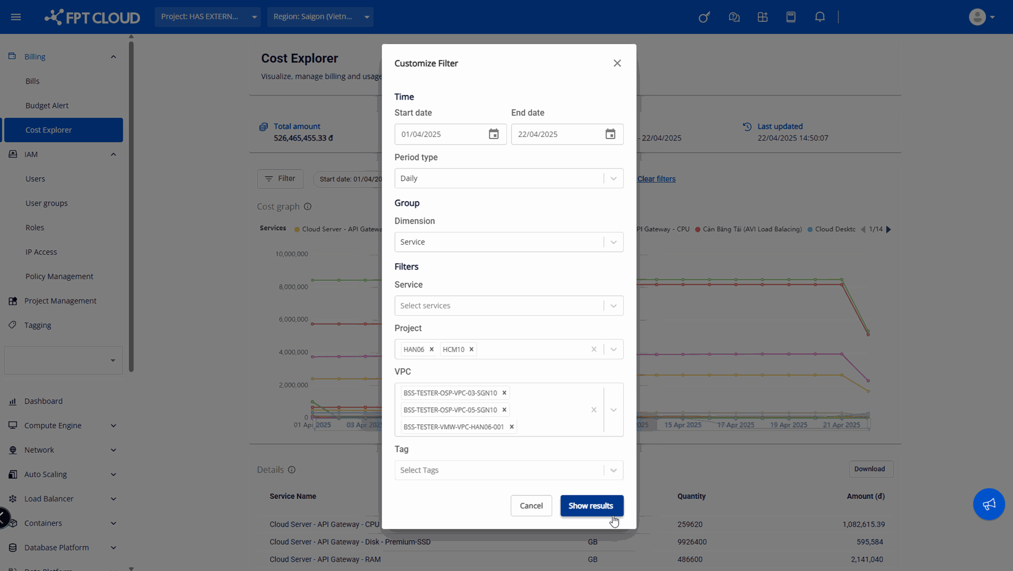 Customize Filter dialog