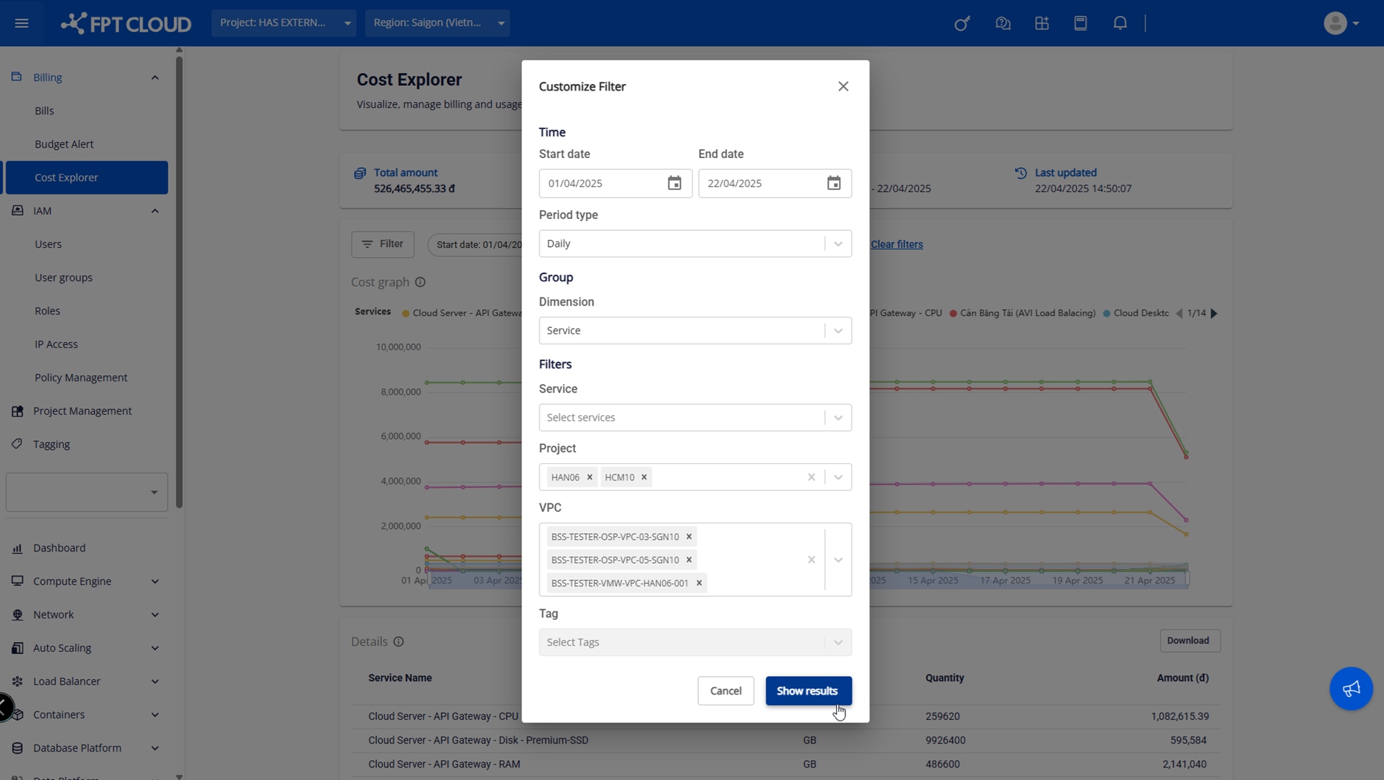 Customize Filter dialog