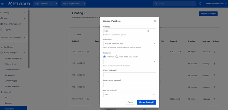 Allocate IP with Basic Gateway