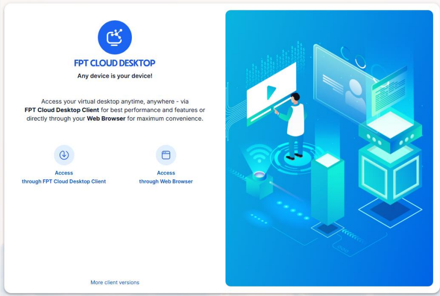 FPT Cloud Desktop access method selection screen