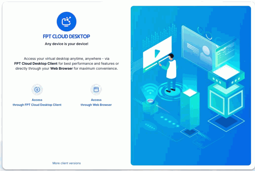 FPT Cloud Desktop access method selection screen