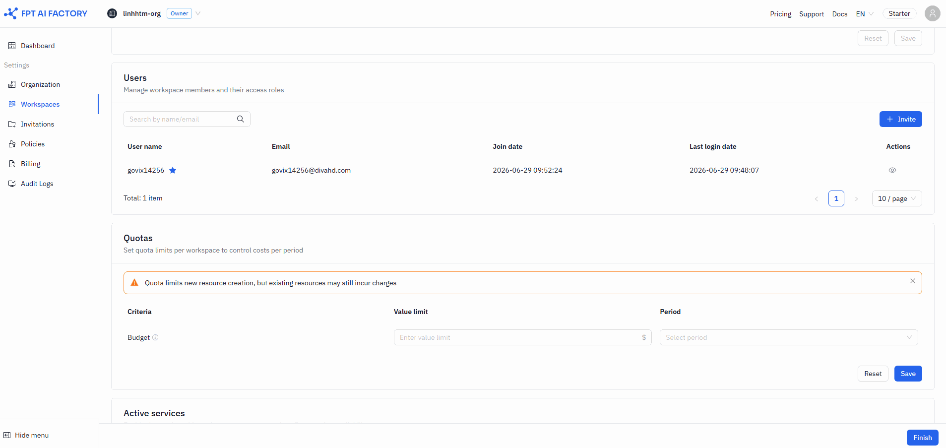User list section