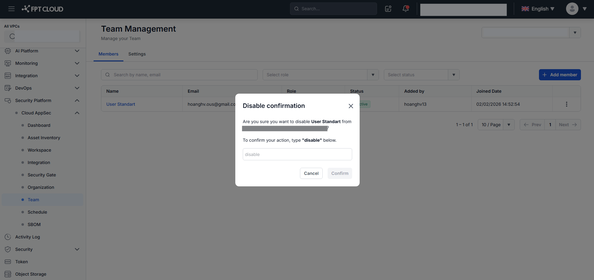Disable Member confirmation