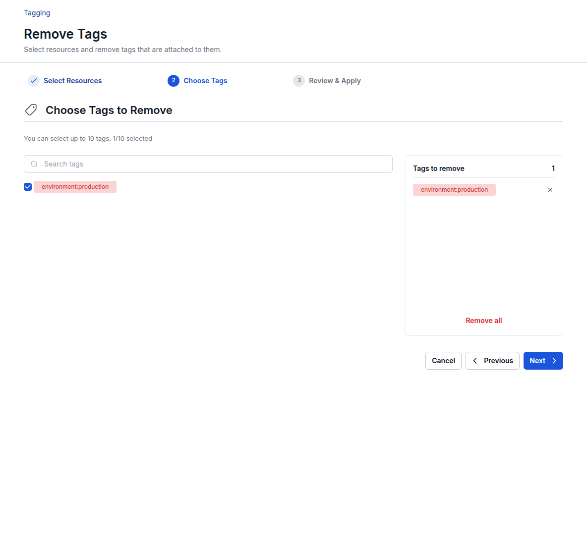 Step 2 — Choose the tags to remove