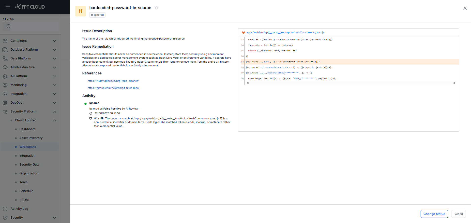 SCM — Issue details (Secret Scanning)