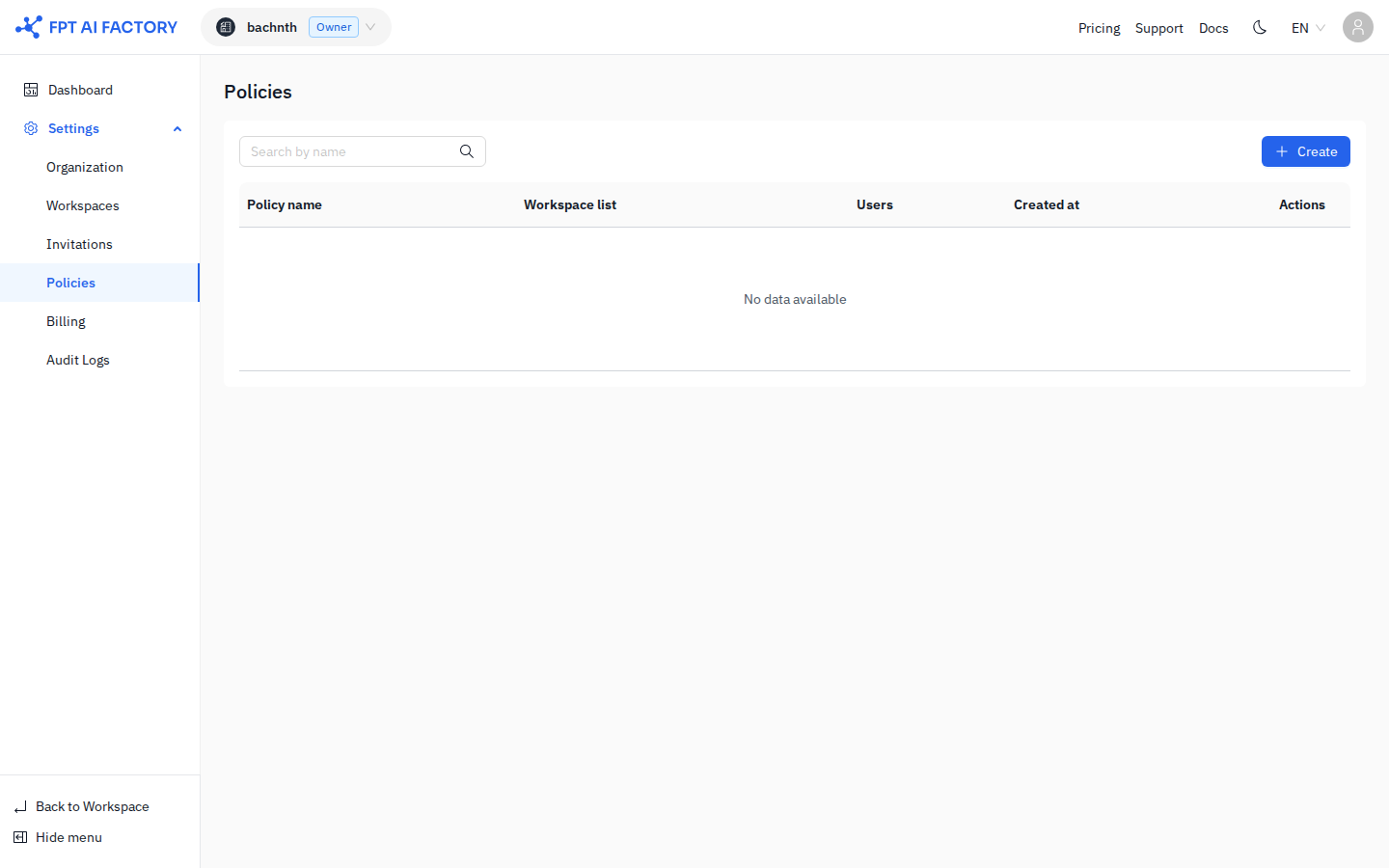 Policies page
