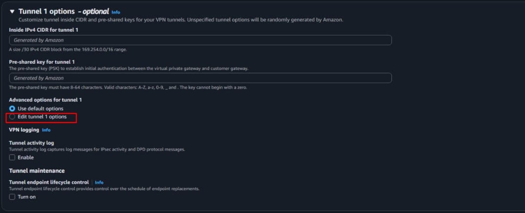edit tunnel options