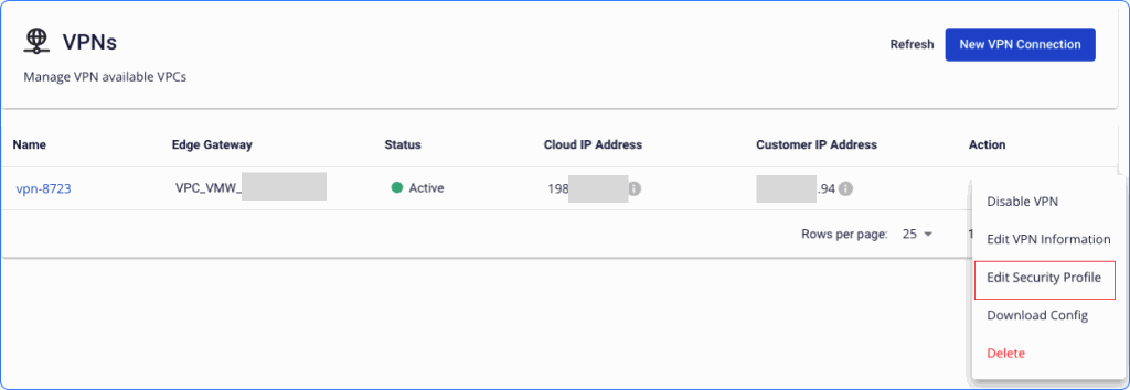 Security Profile の編集